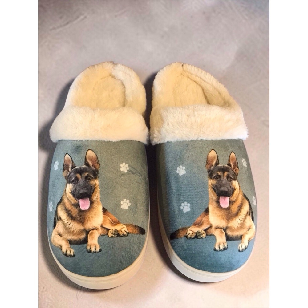 German Shepherd Memory Foam Snuggs Slippers for Dog Pet Lovers L/XL 8.5-11  NWOT